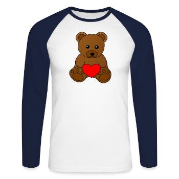 Teddy Saint-Valentin - T-shirt baseball manches longues Homme - blanc/marine - Devant - Nik (191cm)
