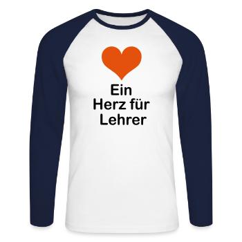 A heart for teachers - Unisex Long Sleeve Baseball T-Shirt - white/navy - Front - Nik (191cm)