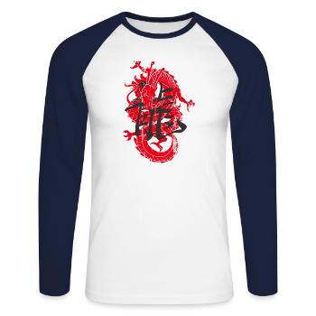 Dragon chinois Dragon asiatique - T-shirt baseball manches longues Homme - blanc/marine - Devant - Nik (191cm)