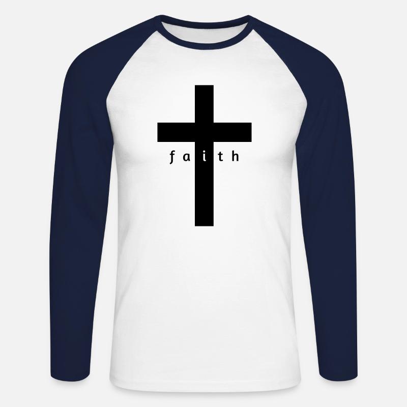 Kreuz Glaube Geschenk Design - Unisex Baseballshirt langarm - Weiß/Navy