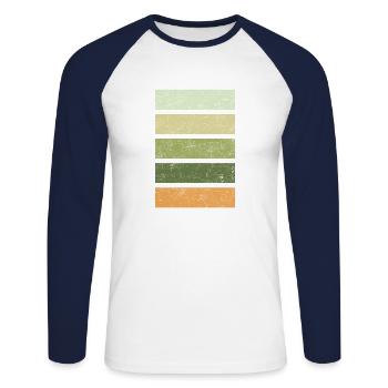 palette de couleurs printemps début de printemps vintage - T-shirt baseball manches longues Homme - blanc/marine - Devant - Nik (191cm)