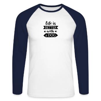 Dog lover! - Unisex Long Sleeve Baseball T-Shirt - white/navy - Front - Nik (191cm)