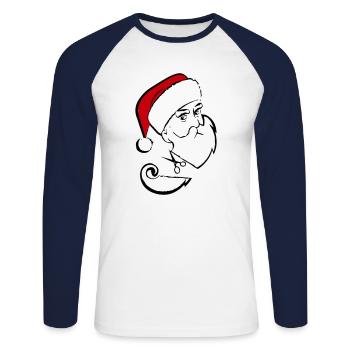 Santa Claus Beard Cutting - Unisex Long Sleeve Baseball T-Shirt - white/navy - Front - Nik (191cm)