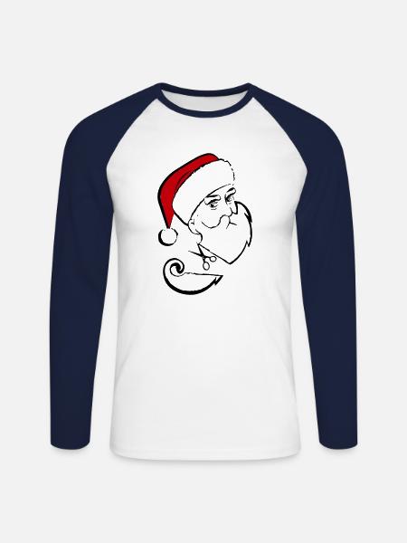 Santa Claus Beard Cutting - Unisex Long Sleeve Baseball T-Shirt - white/navy