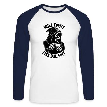 More Coffee - Unisex Long Sleeve Baseball T-Shirt - white/navy - Front - Nik (191cm)