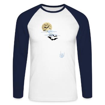Halloween rockt - Unisex Baseballshirt langarm - Weiß/Navy - Vorne - Nik (191cm)