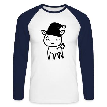 Deer - Unisex Long Sleeve Baseball T-Shirt - white/navy - Front - Nik (191cm)