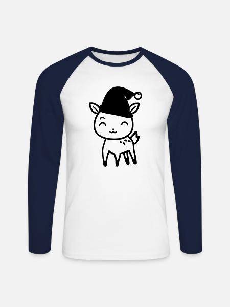Deer - Unisex Long Sleeve Baseball T-Shirt - white/navy
