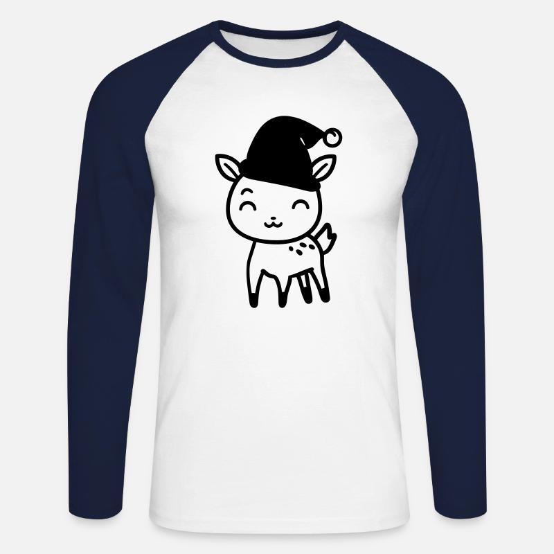 Hirsch - Unisex Baseballshirt langarm - Weiß/Navy