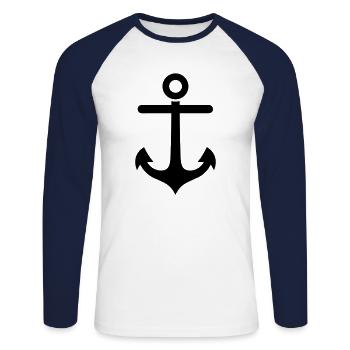 Anker - Unisex Baseballshirt langarm - Weiß/Navy - Vorne - Nik (191cm)