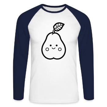 poire - T-shirt baseball manches longues Homme - blanc/marine - Devant - Nik (191cm)