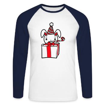 Hase Geburtstag Jahre alt Geschenk Tröte Party Hut - Unisex Baseballshirt langarm - Weiß/Navy - Vorne - Nik (191cm)