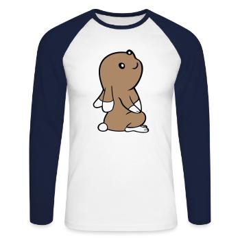 Rabbit looks up watching stars - Unisex Long Sleeve Baseball T-Shirt - white/navy - Front - Nik (191cm)