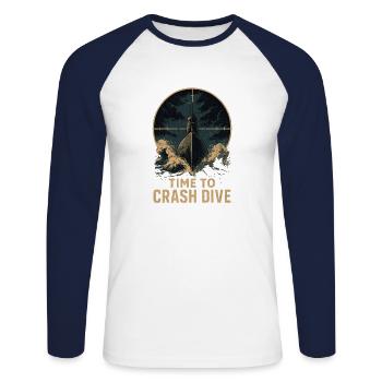 Time to Crash Dive – Submarine in the Crosshairs - Unisex Long Sleeve Baseball T-Shirt - white/navy - Front - Nik (191cm)