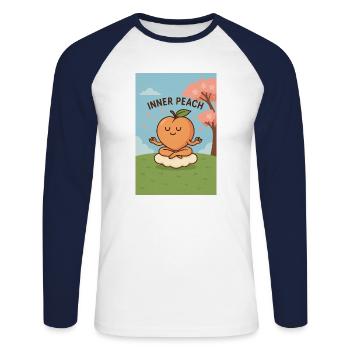 Innerer Pfirsich - Unisex Baseballshirt langarm - Weiß/Navy - Vorne - Nik (191cm)