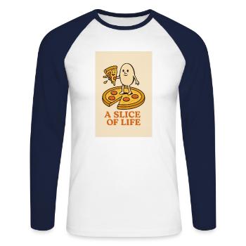 A slice of life - Unisex Long Sleeve Baseball T-Shirt - white/navy - Front - Nik (191cm)