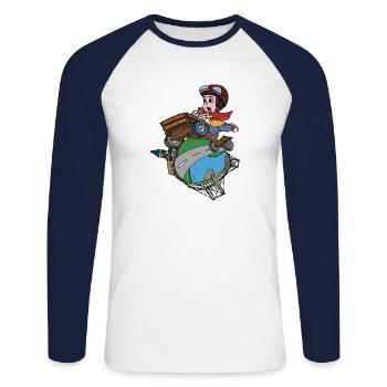 LOGO Caisses à Savon Triel-sur-Seine - T-shirt baseball manches longues Homme - blanc/marine - Devant - Nik (191cm)