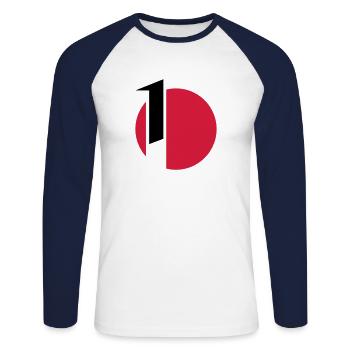 signe de voile de classe voile Teeny - T-shirt baseball manches longues Homme - blanc/marine - Devant - Nik (191cm)