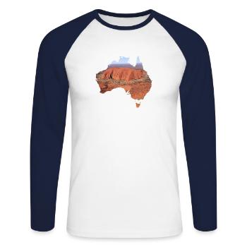 Australie - T-shirt baseball manches longues Homme - blanc/marine - Devant - Nik (191cm)