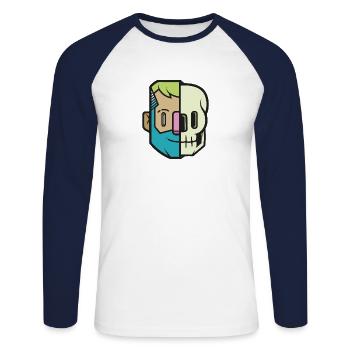 Skull Frank - Unisex Long Sleeve Baseball T-Shirt - white/navy - Front - Nik (191cm)