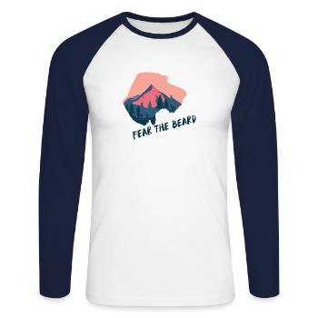 Peur de la barbe / pointeur allemand / chien de chasse - T-shirt baseball manches longues Homme - blanc/marine - Devant - Nik (191cm)