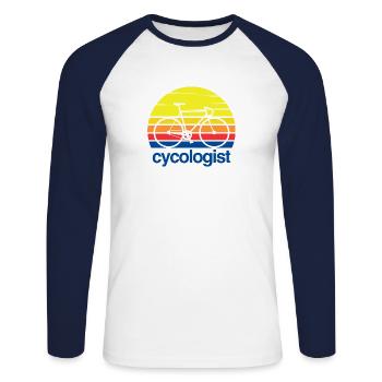 CYCOLOGUE - T-shirt baseball manches longues Homme - blanc/marine - Devant - Nik (191cm)