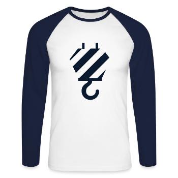 Hook - Unisex Long Sleeve Baseball T-Shirt - white/navy - Front - Nik (191cm)