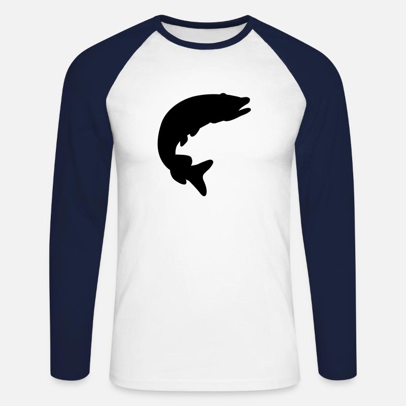 Hecht - Unisex Baseballshirt langarm - Weiß/Navy