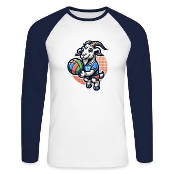 Lustiger Ziegen Volleyball Spieler - Unisex Baseballshirt langarm - Weiß/Navy - Vorne - Nik (191cm)