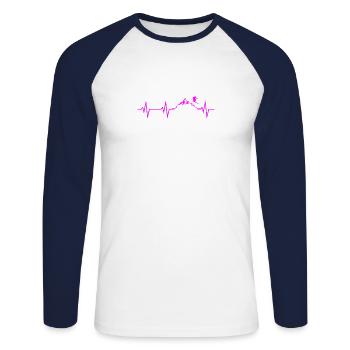 Ski Heartbeat Mountains Ski ECG Cadeau Tshirt - T-shirt baseball manches longues Homme - blanc/marine - Devant - Nik (191cm)
