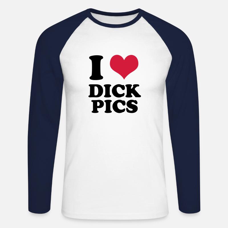 I Love Dick Pics - Unisex Baseballshirt langarm - Weiß/Navy