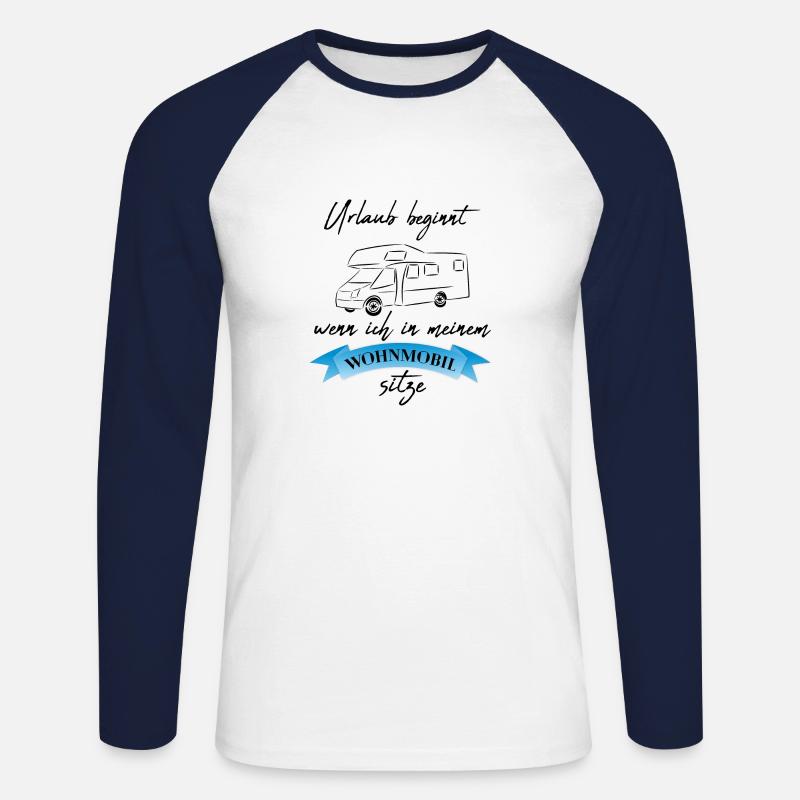 Wohnmobil Geschenkidee Camper Freizeit Urlaub - Unisex Baseballshirt langarm - Weiß/Navy
