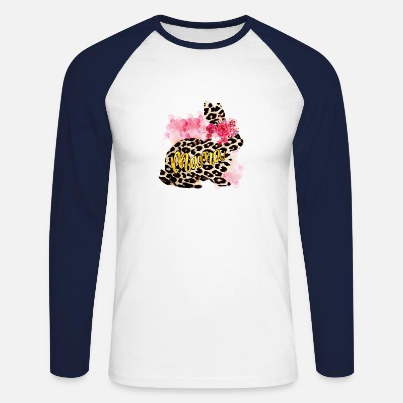 Mama leopard kaninchen - Unisex Baseballshirt langarm - Weiß/Navy