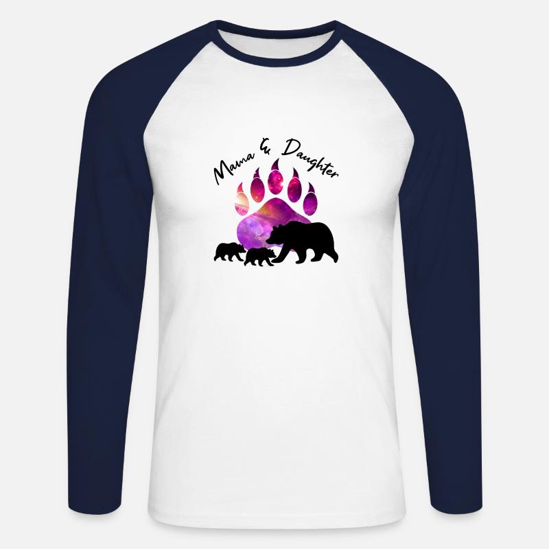 Mutter und Tochter Bär - Unisex Baseballshirt langarm - Weiß/Navy