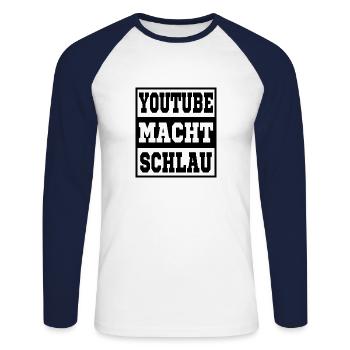 Youtube makes you smart - Unisex Long Sleeve Baseball T-Shirt - white/navy - Front - Nik (191cm)