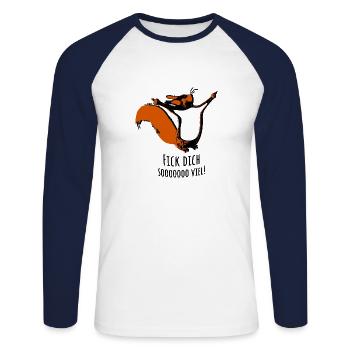 Fick dich soooo viel! Eichhörnchen - Unisex Baseballshirt langarm - Weiß/Navy - Vorne - Nik (191cm)
