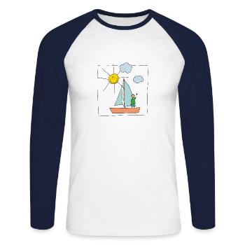 Segeltour - Unisex Baseballshirt langarm - Weiß/Navy - Vorne - Nik (191cm)