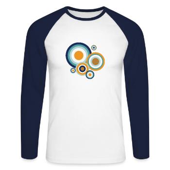 Pop circles - funky - T-shirt baseball manches longues Homme - blanc/marine - Devant - Nik (191cm)
