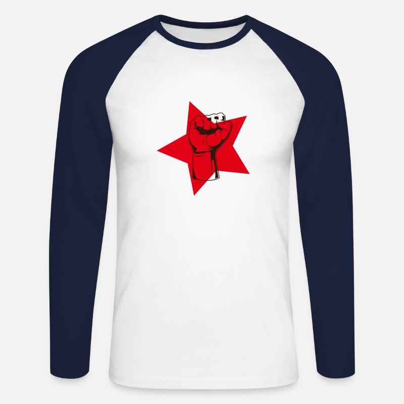 Fresco regalo di protesta rosso mano pugno comunista - Maglia da baseball a manica lunga da uomo - bianco/navy