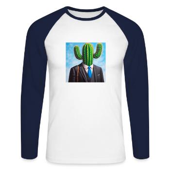 I´m a cactus man today - Unisex Long Sleeve Baseball T-Shirt - white/navy - Front - Nik (191cm)