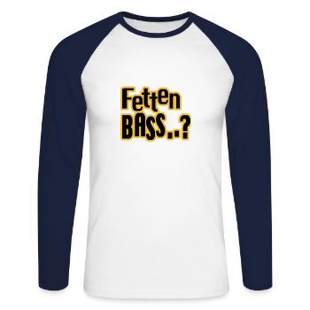 Fetten Bass..? - Unisex Baseballshirt langarm - Weiß/Navy - Vorne - Nik (191cm)