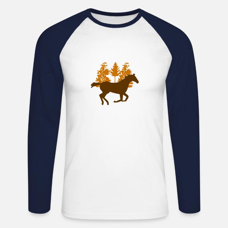 Pferd - Unisex Baseballshirt langarm - Weiß/Navy