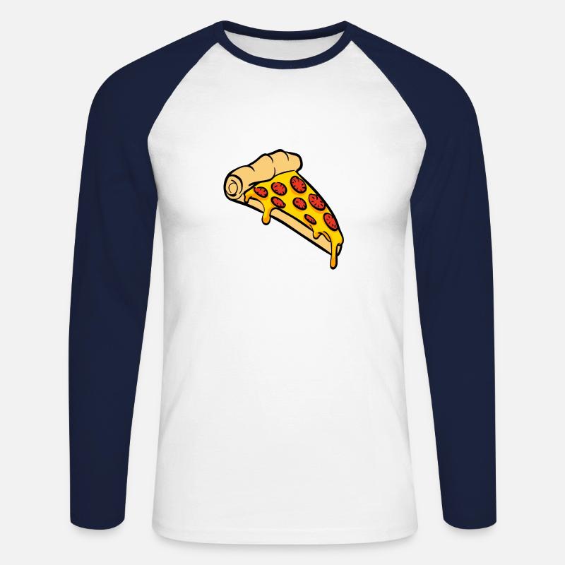 Pizza Slice Geschenk - Unisex Baseballshirt langarm - Weiß/Navy