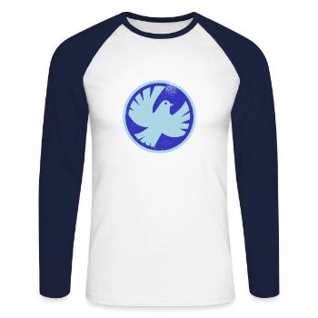 Colombe de paix - T-shirt baseball manches longues Homme - blanc/marine - Devant - Nik (191cm)