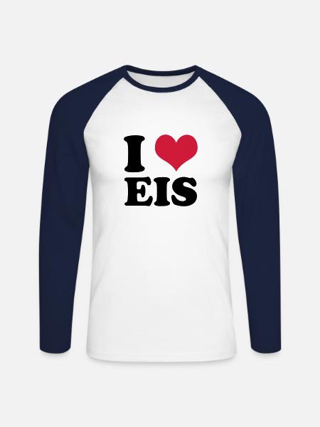 I Love Eis - Unisex Baseballshirt langarm - Weiß/Navy
