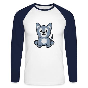 young wolf - Unisex Baseballshirt langarm - Weiß/Navy - Vorne - Nik (191cm)