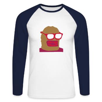 funny, idea, crazy crazy guy - Unisex Long Sleeve Baseball T-Shirt - white/navy - Front - Nik (191cm)