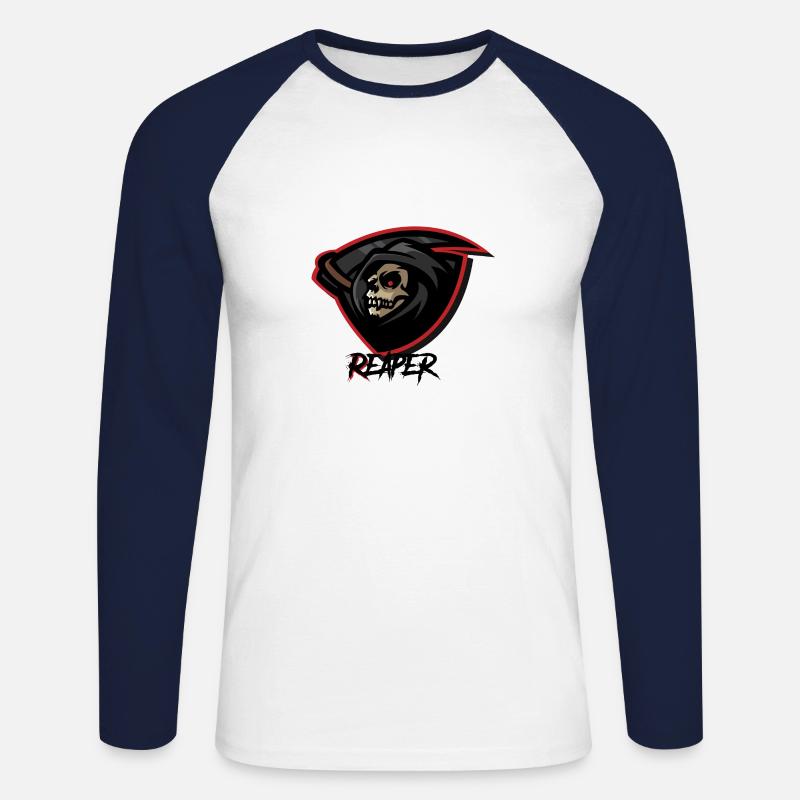 Sensenmann - Reaper - Unisex Baseballshirt langarm - Weiß/Navy