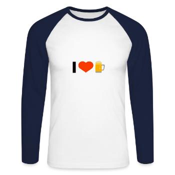 J'aime - T-shirt baseball manches longues Homme - blanc/marine - Devant - Nik (191cm)