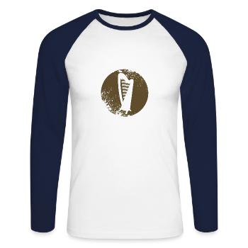 harpe - T-shirt baseball manches longues Homme - blanc/marine - Devant - Nik (191cm)
